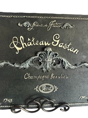 French Country Wine Wall Decor Plaque Chateau Gaston Champagne Sign 12in